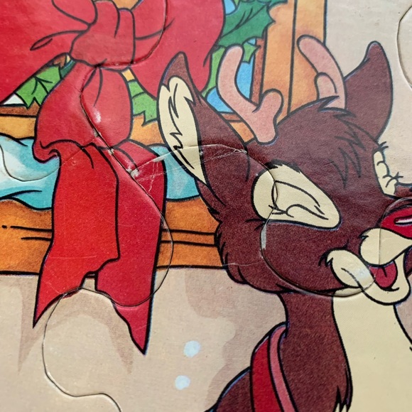 Vintage Golden Frame Tray Puzzle Rudolph the Red Nosed Reindeer 80s - Picture 7 of 8